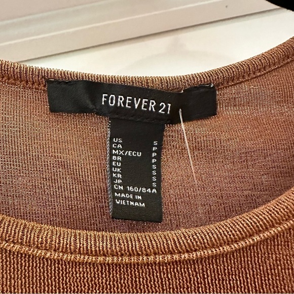 NWT Forever 21 Brown Long Sleeve Ruched Side Bodycon Dress sz Small - Picture 5 of 6